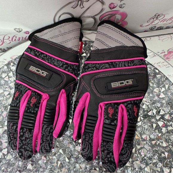 Bob dale gloves pink goat skin leather moveable work gloves mitts working padded - Picture 7 of 8